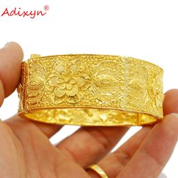 Bangle Adixyn Cuff Bracelet 24k Gold Colour Copper Indian Flower Bangles for Women Jewellery African Women Party Wedding Gifts N022228
