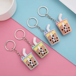 Keychains Wholesale 20PCS/LOT Silicone Pearl Milk Tea Cute Keychain Luxury Kawaii For Ladies Girls Bag Car Airpods Charm Keyring