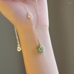 Pendant Necklaces Stainless Steel Collarbone Chain Hetian Jade Necklace Copper Coin Fu Brand Safety Buckle Party Jewelry Gift