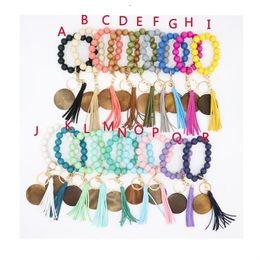 Personalised 18 Styles Wood Beaded Bracelet Favour DIY Engraving Tassel Keychain Colourful Wristband Bangle Jewellery Charms Crafts 2024