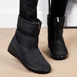 Boots Snow Women Fur Ladies Shoes Zipper Platform For Punk Waterproof Ankle Winter Footwear Botas Mujer