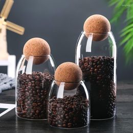 Storage Bottles Glass Bottle Jars Containers Borosilicate Transparent Lead-Free Sealed Can Coffee Tank Grains Creative Round Cork Tea