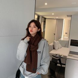 Scarves Autumn And Winter Solid Colour Scarf Thickened Warm Shawl Wool Korean-Style Hollow Knitting Long Student Tide