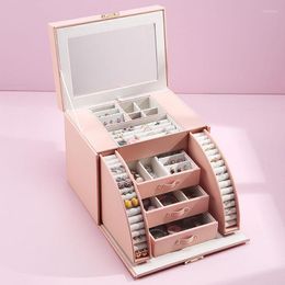 Storage Boxes Jewellery Display Tray Makeup Holder Pink Rings Earrings Luxury Cosmetic Organiser Large Capacity Necklace Box