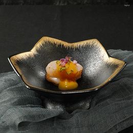 Plates Japanese Creative Ceramic Tableware With Tall Bowls Retro Dessert Sushi Restaurant Front Dish Kitchen