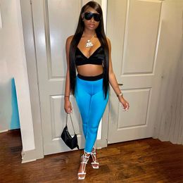 Fashion Women's Two Piece Sets Summer New Sexy Tight Suspender Top Colour Contrast Trousers Casual Suit