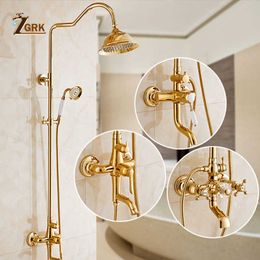 Bathroom Shower Sets ZGRK Shower Faucets Bathroom Mixer Taps Top Spray Rainfall Shower Head Washing Faucet Antique Shower System Plumbing Crane G230525