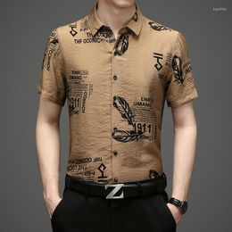 Men's Casual Shirts Mens Designer Clothes Print Vintage Short Sleeved Summer Quality Linen Cotton Comfortable Breathable Chemise Homme