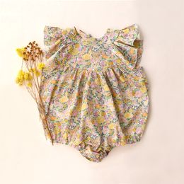 Rompers Summer Baby Girls Romper Cotton Linen Ruffles Sleeveless Infant Girl Clothing Outfits For 02Y 230525