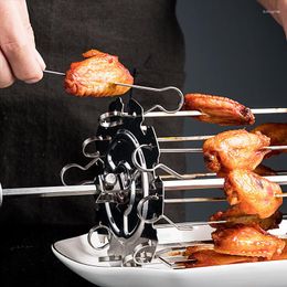 Tools 1Set Chicken Grill For Roaster Oven Stainless Steel BBQ Kebab Cage Rotisserie Skewer Forks DIY Camping Cooking Tool