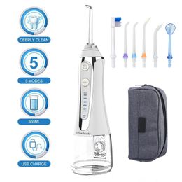 Other Oral Hygiene 5 Modes Oral Irrigator 300ml Portable Water Dental Flosser Dental Teeth Cleaner USB Rechargeable Irrigator with Travel Bag 230524