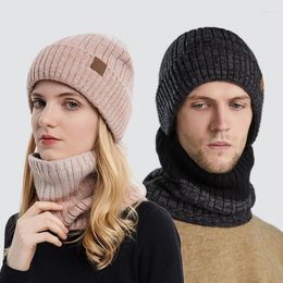 Hats Scarves Gloves Sets Men Women Beanie Hat Scarf Neck Warmer Set Winter Ski Slouchy Knit Skull Cap With Fleece Lined Knitted Thick Circle