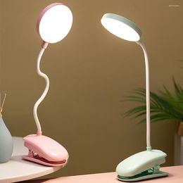 Table Lamps Round Desktop Lamp USB Powered Adjsutable LED Rotation Reading Light Dorm Lighting Tool For School