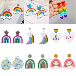 Donarsei Fashion Colourful Rainbow Earrings For Women Cute Cartoon Cloud Heart Drop Dangle Earrings Gift