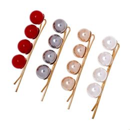 Hair Clips Barrettes Women Candy Colour Big Pearl Clip Snap Barrette Stick Hairpin Styling Headwear Tool Drop Delivery Jewellery Hairj Dhv4I