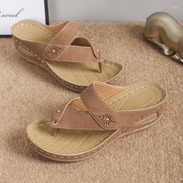 Slippers Ladies Summer Beaded Pearl Buckle Flowers Decorative Fashion Women's Shoes Wedge Beach