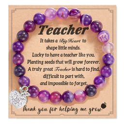 2023 New Teacher Appreciation Gifts Natural Stone Teacher Beaded Bracelet Gifts for Women Thank You Teacher Gifts