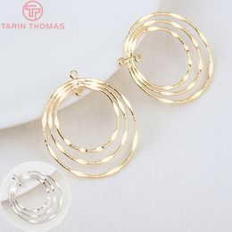 (877)4PCS 33MM 24K Gold Colour Brass Round Circle Earrings Connector Charms High Quality Jewellery Making Findings Accessories