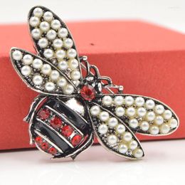 Brooches 2 Colors Choose Rhinestone And Pearl Bee For Women Vintage Jewelry Fashion Insect Pin High Quality