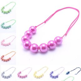 Beaded Necklaces New Design Adjusted Rope Baby Kid Chunky Necklace Fashion Toddlers Girls Bubblegum Bead Jewellery Gift For Children D Dhw1H