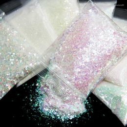 Nail Glitter White Iridescent AB Color Shiny Mermaid Sequins Mirror Irregular Slices 3D Flakes Paillettes Art Decorations