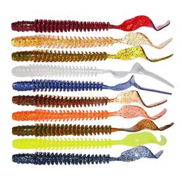 Baits Lures 8 pieces/batch of boom worm fishing silicone 105mm 3.2g shrimp teeth long tail artificial rubber soft bait bass pesca shovel P230525