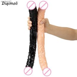 Dildos/Dongs Overlength Double Dildos Stimulate Vagina and Anus Soft Penis Realistic Phallus Long Dick Masturbator Sex Toys for Women Lesbian L230518