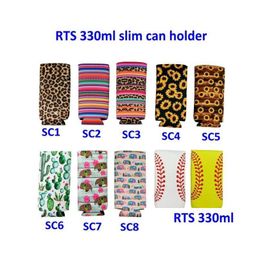 Other Home Storage Organisation 50Pcs 330Ml Slim Car Holder Sunflower Neoprene Insator Cooler Baseball Water Bottle Ers Case Pouch Dhd5T