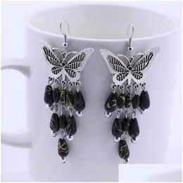 Charm Womens Hollow Butterfly Tibetan Sier Earrings Gstqe037 Fashion Gift National Style Women Diy Earring Drop Delivery Jewellery Dhezo
