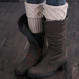 Women Socks TOIVOTUKSIA Gaiters Crochet Knit Boot Cuffs Free Patterns Thermal Covers Short