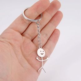 COOLTIME Funny Stickman Keychain for Men Women Stainless Steel Middle Finger Up School Bag Car Key Pendant Jewlery Gift Keyrings