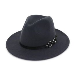 Wide Brim Hats Bucket Fashion European Style Womens Mens Jazz Fedora Wool Felt Hat Panama Fedoras Trilby Black For Unisex Drop Del Dhojx