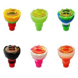 Colorful Silicone Bubbler Smoking Eggshell Style 14MM 18MM Male Double Joint Dry Herb Tobacco Filter Glass Bowl Oil Rigs Waterpipe Bong DownStem Cigarette Holder