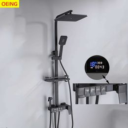 Bathroom Shower Sets Hot And Cold Four Outlets Screen Display Set In Shower Room Bathroom Pressurised All Copper Rain Resistant And Adjustable G230525