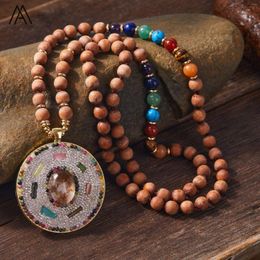 Chains High End Natural Stones 7 Chakra Chokers Necklace Women Spiritual Wooden Beads Energy Yoga Designer Jewellery Gifts