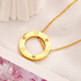 Women Jewellery Pendant Necklaces High Quality 18K Gold Plating Brand Letter Designer Stainless Steel Necklace Geometry Ring Clavicular Chain Fashion Accessories