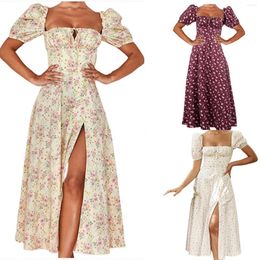 Casual Dresses Women's Dress Sleeve Summer Printed Temperament Split Fashion Dresse