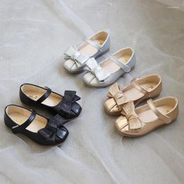 Flat Shoes Spring Autumn Children Girl's Leather Fashioin Butterfly-knot Shallow Single Little Princess Flats Solid Color