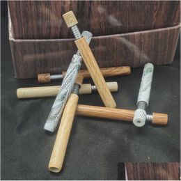 Smoking Pipes 100Pcs A Lot 78Mm 55Mm Cigarette Shape Wood Grain Pipe Mini Hand Tobacco Snuff Tube Aluminium Ceramic Bat Accessories S Dhjbq