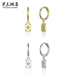 F.I.N.S 100% 925 Sterling Silver Gold Square Star Drop Earring Rock Punk Pendientes Plata 925 Charms Luxury Fine Jewelry Gift