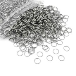 100 Pcs 6-20mm Polished Silver Color Keyring Stainless Steel Hole Key Ring Key Chain Round Line Keychain Connectors Findings