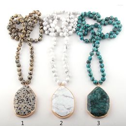 Pendant Necklaces Fashion Bohemian Jewellery Stone Knotted Matching Drop For Women Ethnic Necklace