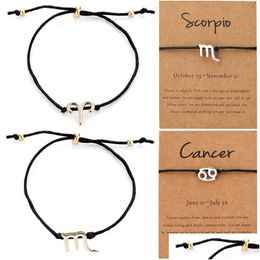 Charm Bracelets Zodiac Constellation Bracelet Birthday Gift For Women Astrology Cancer Leo Jewelry Her Drop Delivery Dhoja