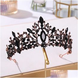 Tiaras Bridal Crown Headwear Wedding Birthday Headdress Black Rhinestones Retro Luxury Hair Accessories Drop Delivery Jewellery Hairjew Dhiwl