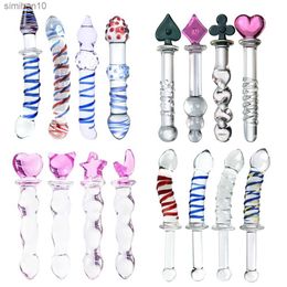 Dildos/Dongs Crystal Glass Dildos Realistic Dildo Penis Glass Beads G-Spot Anal Butt Plug Erotic Sex toys for Woman Couples Adults L230518