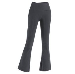 Lu-099 Fitness Running Street Women Yoga Pants Groove Flares High Waist Tight Belly Sports Yoga Workout Sexy Nine Minutes Pants 2023top