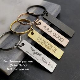 Personalise Custom Driver Remainder Long Distance Car Logo Metal Engraved Name Phone Number Keychain Gift for Him Her Keyring