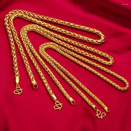 Chains Men Necklace Clavice Chain Solid Hip Hop Byzantine Real 18k Gold Colour Male Jewellery Gift 60cm Long