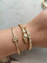 18k gold plated love two t diamond bracelet designer bracelets mens bangle Jewellery for Men Women silver high quality Jewellery unisex Fashion Party Wedding gifts girls