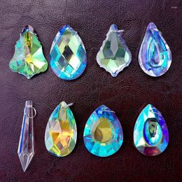 Garden Decorations 8pcs AB-Color Crystal Prism Suncatcher Chandelier Parts Hanging Pendant Window Home Wedding Decoration Figurine DIY